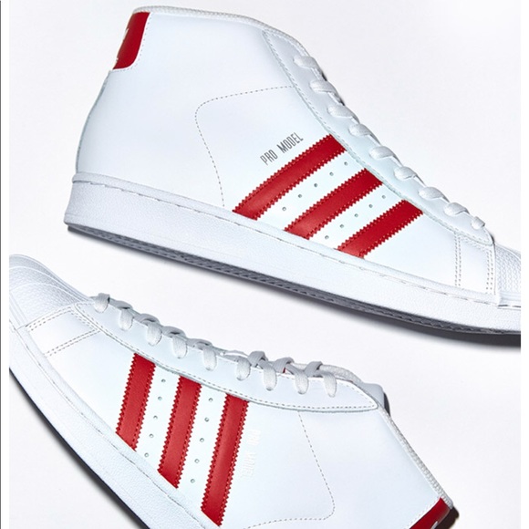 adidas pro model white with red stripes